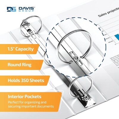 Davis Group QuickFit Heavy Duty 1 1/2 3-Ring Standard Binders, White, 4/Pack (95020L-04)