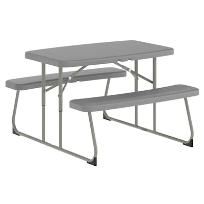 Flash Furniture Paige Rectangular Folding Kids Picnic Table and Benches, 32.625 x  37.5, Gray (RBEBB2432FD2GY)