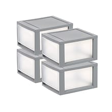 Iris Storage Drawer, Gray/Translucent White, 4/Pack (500161)