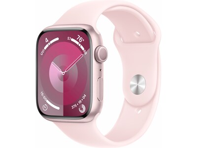 Apple Watch Series 9 (GPS) Smartwatch, 45mm, Pink Aluminum Case with Light Pink Sport Band, M/L  (MR
