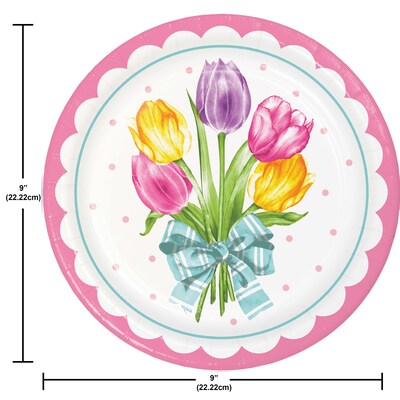 Say Hooray! Trendy Tulips Spring Disposable Paper Plates and Napkins Set, 48/Pack (DTC9628E2G)