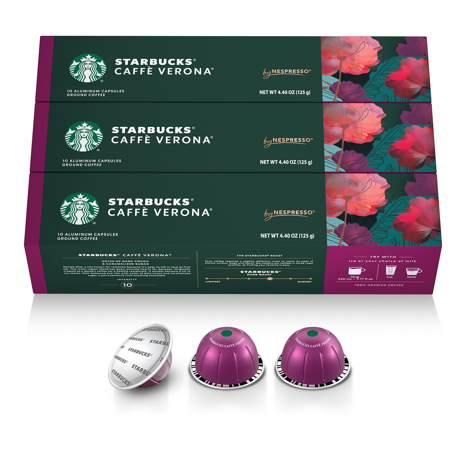 Nespresso Starbucks Caffe Verona Coffee Nespresso Vertuo Capsules, Dark Roast, 30/Pack (163924)