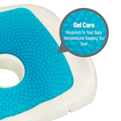 Mind Reader Memory Foam with Gel Core Office Chair Ergonomic Orthopedic Cushion, Blue/Gray (GELCUSH-BLU)