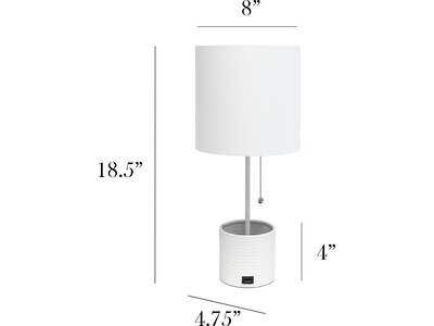 Simple Designs Table Lamp, White (LT1085-WHT)