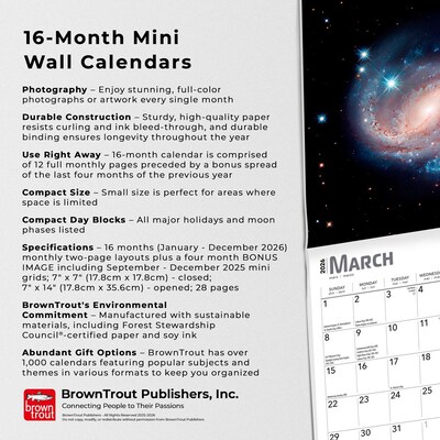 2026 BrownTrout Hubble Space Telescope 7" x 7" Monthly Wall Calendar (9798330703777)
