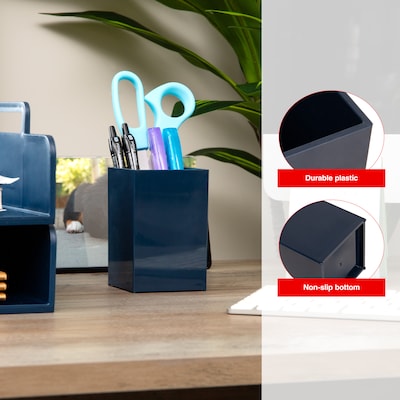 Staples Plastic Pen Cup, Navy Blue (ST63863)