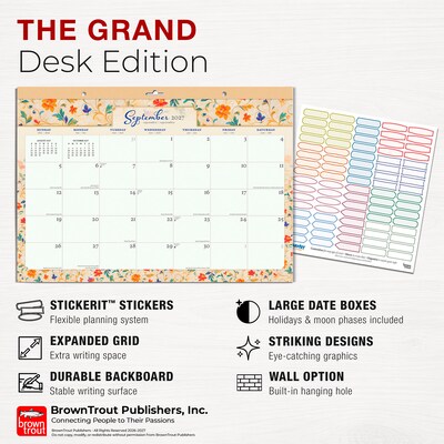 2027 BrownTrout Tuscan Delight 17" x 12" Monthly Desk Pad Calendar, Assorted Colors (9798330715909)