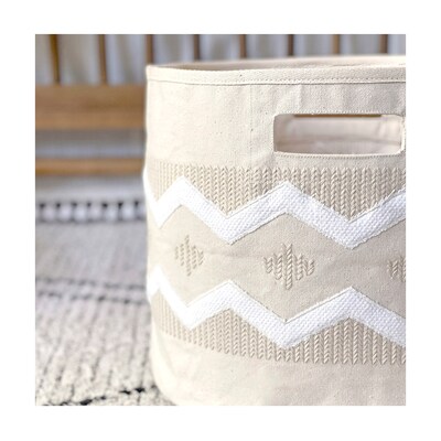 Crane Baby Kendi 14 Qt. Cotton Nursery Storage Bin 12" x 13" x 13", Beige (BC-120SB)