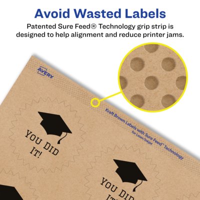 Avery Laser/Inkjet Burst Multipurpose Labels, 1.75" Dia., Kraft Brown, 500 Labels/Pack ( 94607)