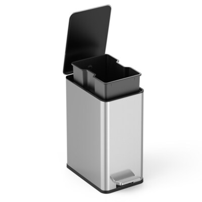 NineStars Stainless Steel Indoor Step-On Trash Can, 2.6 Gallons, Silver (XZD-10-88)