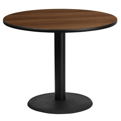 Flash Furniture 36 Round Laminate Table Top, Walnut w/24 Round Table-Height Base (XURD36WATR24)