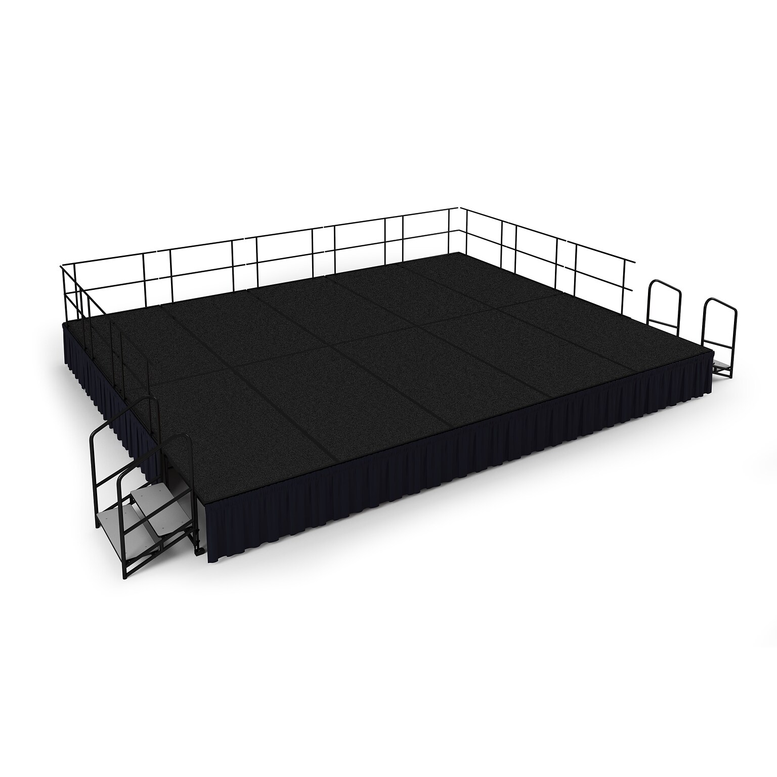 NPS 24 Stage Package, 16 x 20, Shirred Pleat Black Skirting, Black Carpet (SG482410C10SS10)