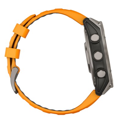 Garmin fenix 8 AMOLED Multisport GPS Watch, 47-mm, Titanium Stainless Steel Bezel with Orange/Graphite Band (010-02904-10)