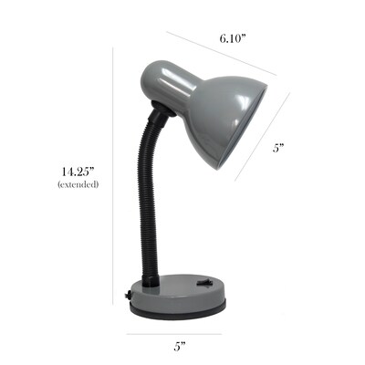 Simple Designs Basic LED Desk Lamp, 14.25, Gray (LD1003-GRY-LB)
