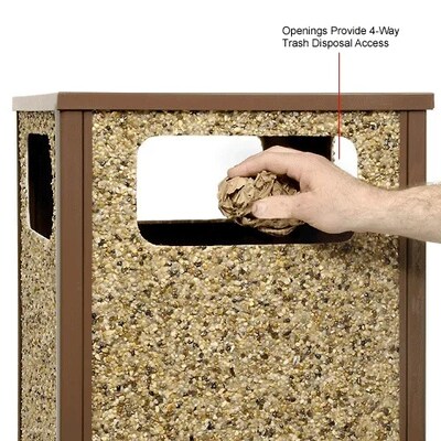 Global Industrial Stone Panel Trash Sand Urn, 12 Gallon Capacity, 13-1/2"W x 13-1/2"D x 32"H, Brown (239577BN)
