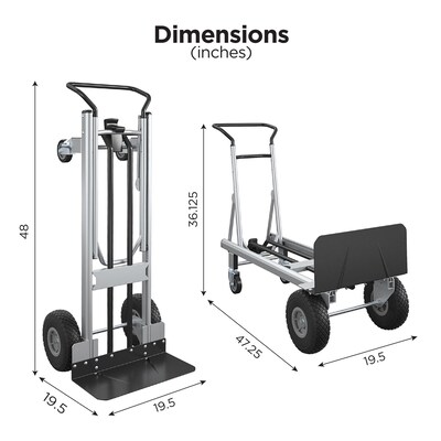 Cosco Convertible Hand Truck, 1000/800 lb. Capacity, Aluminum (12204ASB1E)