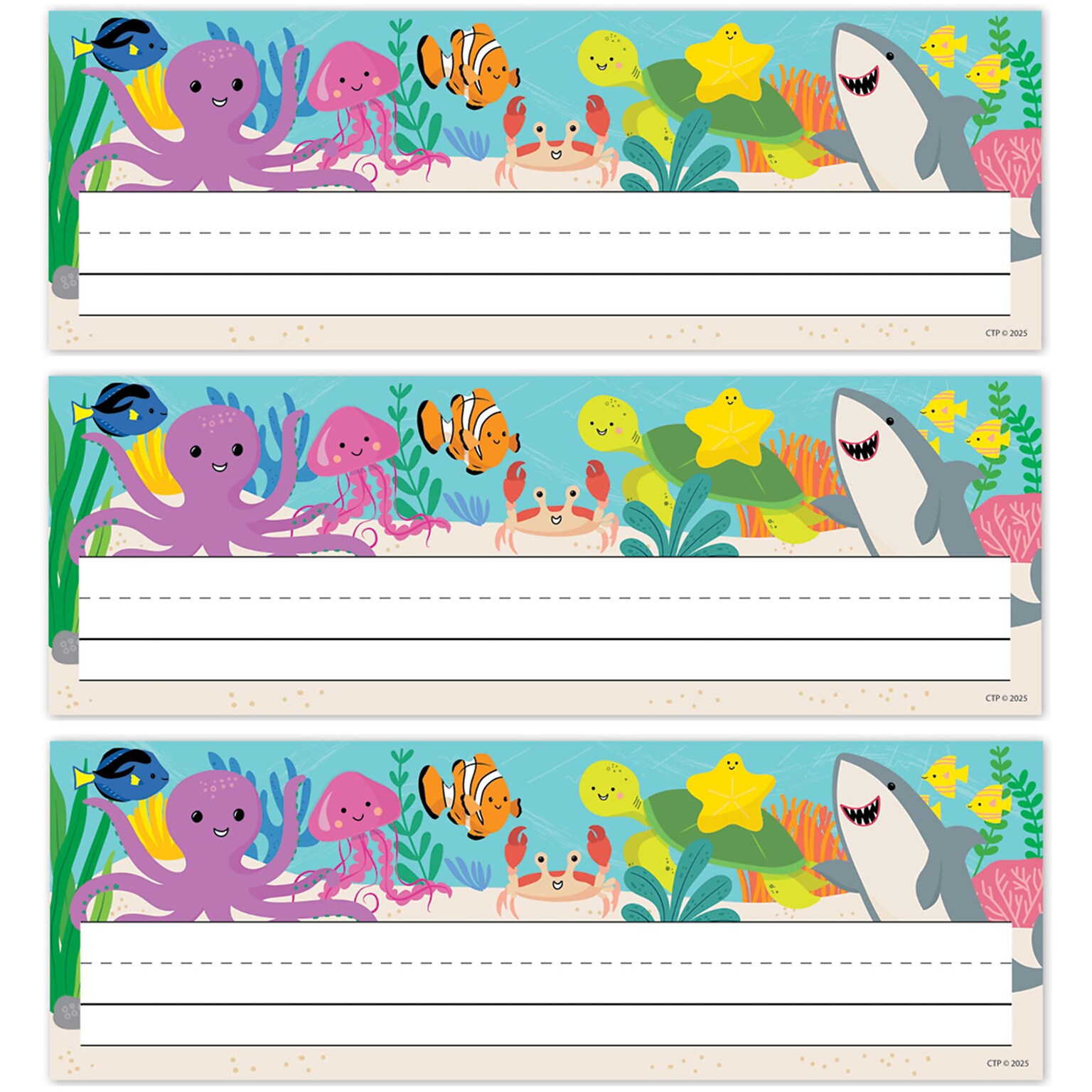 Creative Teaching Press Sea Friends School Name Plates, 9.5 x 3.75, 36/Pack, 3 Packs/Bundle/Bundle (CTP11028-3)