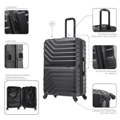 InUSA Aurum 29.92" Hardside Suitcase, 4-Wheeled Spinner, TSA Checkpoint Friendly, Black (IUAUR00L-BLK)