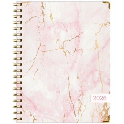 2026 Global Printed Products Pink Marble 8.5" x 11" Weekly & Monthly Planner, Paperboard Cover (NRY26-8511-01)