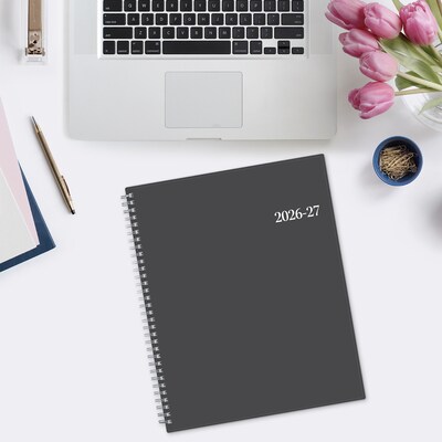 2026-2027 Blue Sky Collegiate 8" x 11" Academic Year Weekly & Monthly Planner, Plastic Cover, Gray (100135-A27)