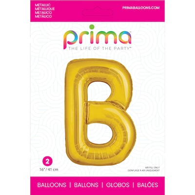 Party City (Air-Filled) 16 B Foil Balloon, Gold, 2/Pack (AM60050215-19)
