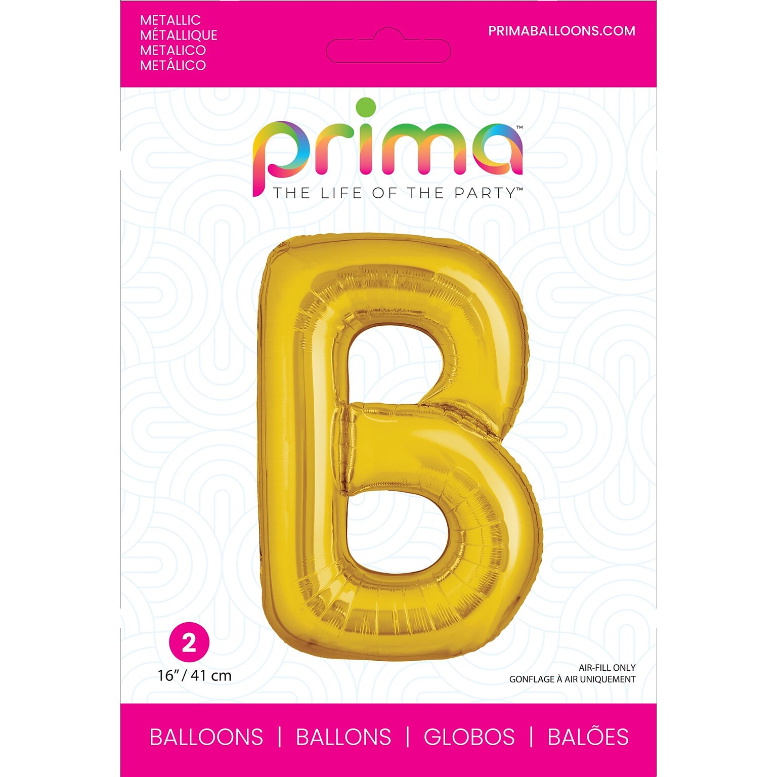 Party City (Air-Filled) 16 B Foil Balloon, Gold, 2/Pack (AM60050215-19)