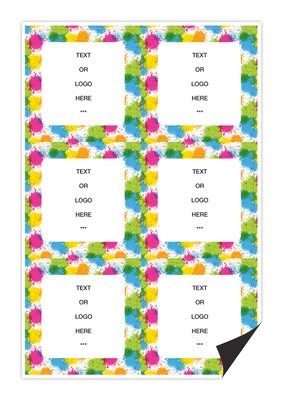 Custom Full Color Square Shaped Magnets, 30 mil. Magnetic stock, 6-Perforated Magnets per Sheet, 3