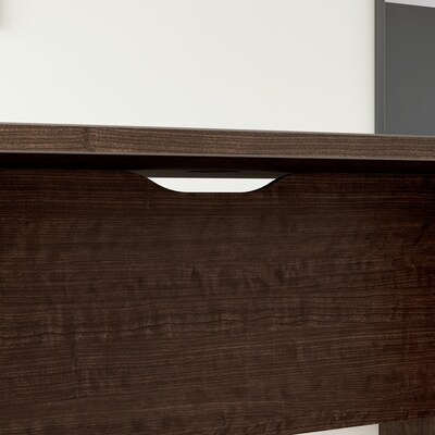 Bush Business Furniture 120W x 48D Boat Shaped Conference Table with Wood Base, Mocha Cherry (99TB12048MRK)