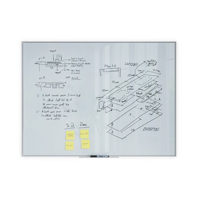 U Brands Glass Dry-Erase Whiteboard, Aluminum Frame, 4' x 3' (2826U00-01)