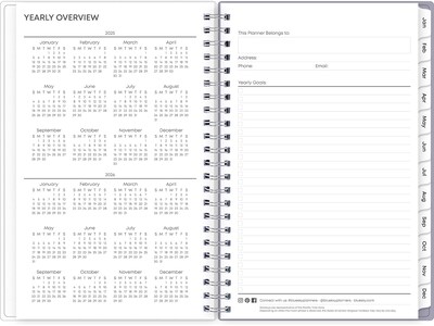 2025 Blue Sky Rue Du Flore 5" x 8" Weekly & Monthly Planner, Plastic Cover, Green/Purple (101603-25)