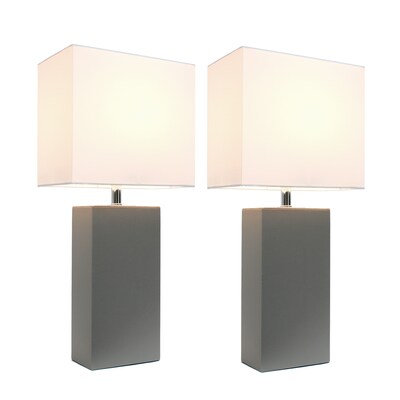 Elegant Designs Leather 21 LED Table Lamp, Gray, 2/Pack (LC2000-GRY-2PK)