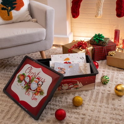 Simplify Christmas Storage Bin with Lid, Plastic, Multicolored (9082-10)