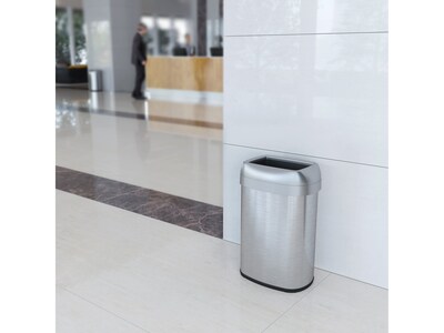 HLS Commercial Stainless Steel Trash Can with Open Lid, 13-Gallon, Silver (HLS13STV)
