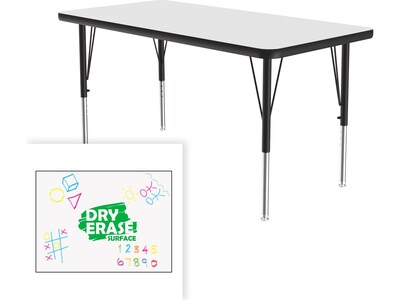 Correll Rectangular Activity Table, 48 x 24, Height-Adjustable, Frosty White/Black (A2448DE-REC-80