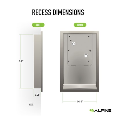 Alpine Industries Hemlock Universal Hand Dryer Accessory Wall Recess Kit, Silver (400-RECESS)