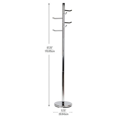 Mind Reader Coat Rack Freestanding  Coat Tree, Silver, Metal (CRMAG-SIL)