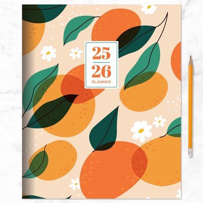 2025-2026 TF Publishing Oranges and Peaches 9" x 11" Academic Year Monthly Planner, Paperboard Cover, Multicolored (AY26-4508)
