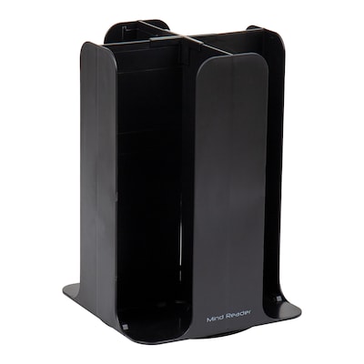 Mind Reader 4-Compartment Cup and Lid Carousel Coffee Countertop Organizer, Black (CDISP-BLK)