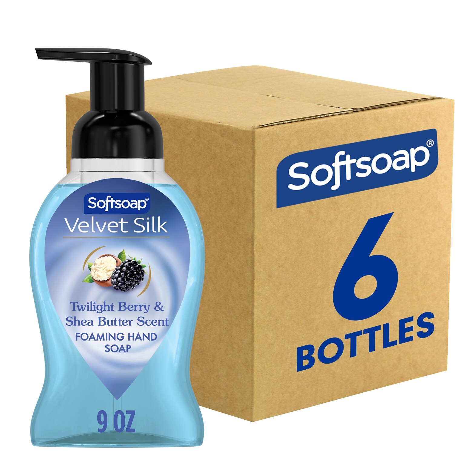 Softsoap Velvet Silk Foaming Liquid Hand Soap, Twilight Berry & Shea Butter Scent, 9 fl Oz., 6 Ct (61052556CT)