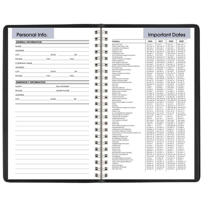 2026 AT-A-GLANCE DayMinder 5" x 8" Weekly Appointment Book, Faux Leather Cover, Black (G200-00-26)
