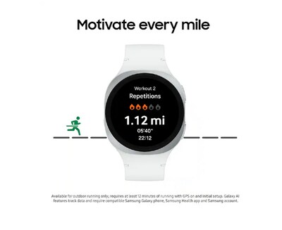 Samsung Galaxy Watch8 Smart Watch, GPS, 44mm, Aluminum Case, Silver Silicone (SM-L330NZSAXAA)