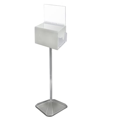Azar Displays Extra Large Lottery Box with Pocket, Lock and Keys on Pedestal. Color: White (206303)