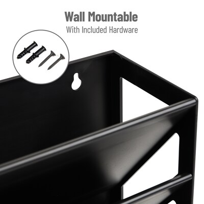 Mind Reader 5-Compartment Mountable Plastic Vertical File Storage, Black (WALLANCH-BLK)