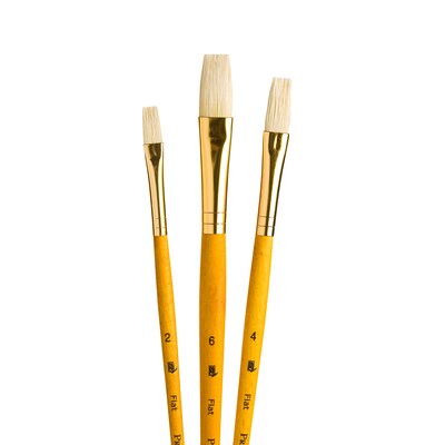 Princeton RealValue Mixed Media Natural Variety Brush Set, Yellow, 3/Set, 6 Sets/Bundle (PBXPR9104-6)