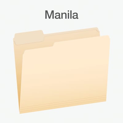 Pendaflex File Folder, 1-Tab, Assorted, Letter Size, Manila, 100/Box (1006989)