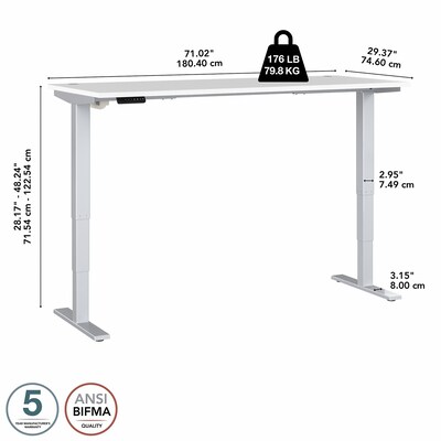 Bush Business Furniture Move 40 Series 28''-48'' Adjustable Standing Desk, White/Cool Gray Metallic (M4S7230WHSK)