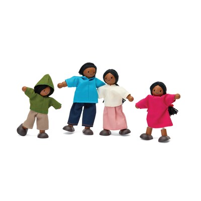 PlanToys Wooden Doll Family, Medium Skin Tone, 4/Set (PTS1345)