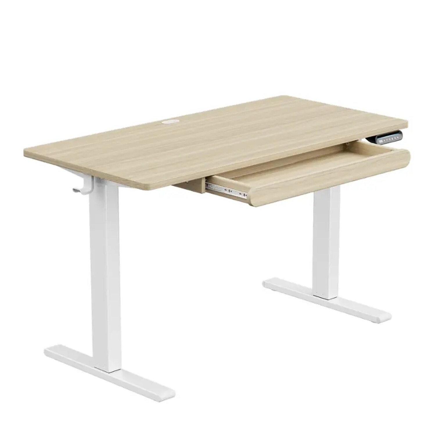 Huanuo 48W Electric Rectangular Adjustable Standing Desk with Storage Drawer, Natural (HNESD77N)