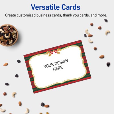 Avery Gold-Red-Green Plaid Matte Blank Card, White, 20/Pack (S00-FET)