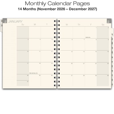 2027 Excello Brands 9" x 11" Weekly & Monthly Standard Planner, Paperboard Cover, Frosted (ESPL-CY27-8511)
